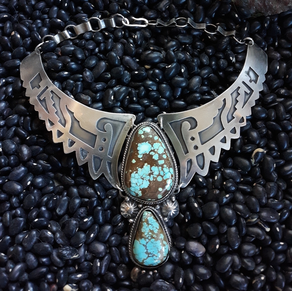 Turquoise and Silver Statement Necklace